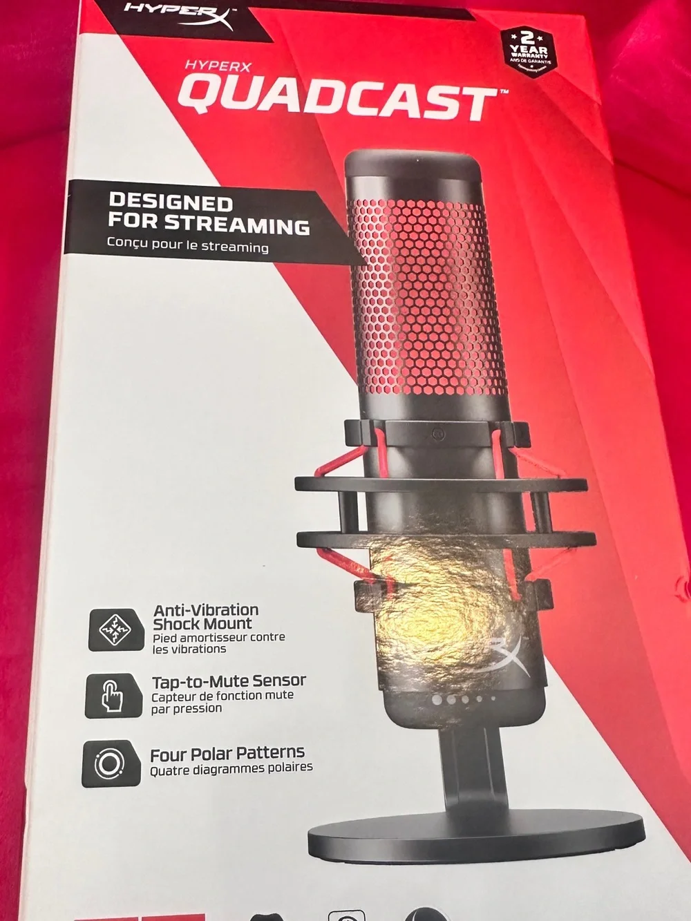 Hype QuadCast USB Microphone – Red/Black Streaming Mic new in box